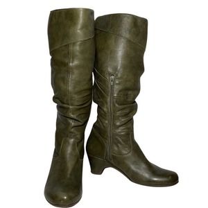 WEB Shoemakers, Spain Gorgeous Moss Green Slouch Boots, 38 7.5/8 NEW MSRP $279
